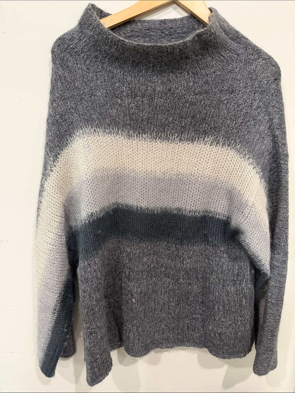 Rag and Bone CashmereGray Stripe Mock-Neck Women's Sweater